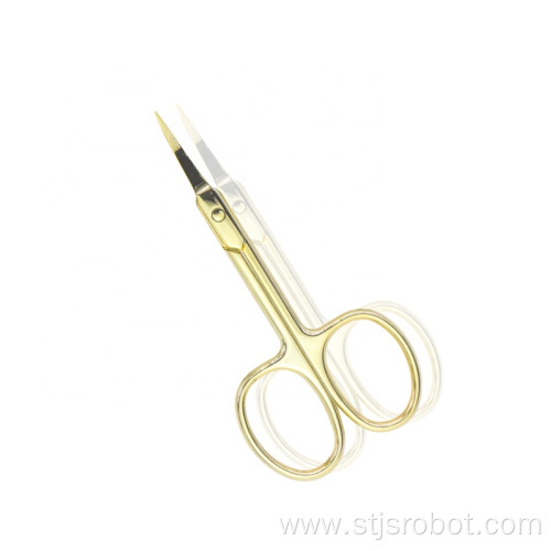 Beauty Tool Gold Color Stainless Steel Curved Beauty Eyebrow Scissors